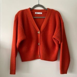 Zara Red Orange Cardigan